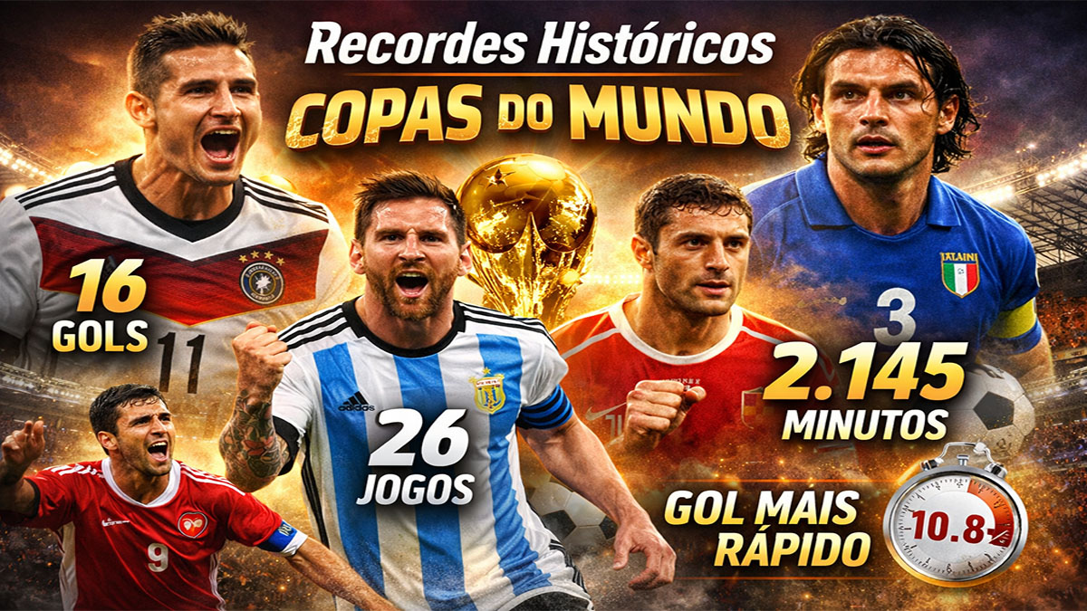 Recordes da Copa do Mundo com Messi, Klose e Maldini representando os maiores feitos da história do torneio