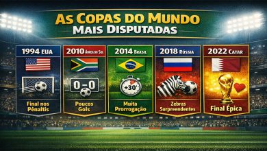 Comparativo das Copas do Mundo mais disputadas da história com destaque para 1994, 2010, 2014, 2018 e 2022