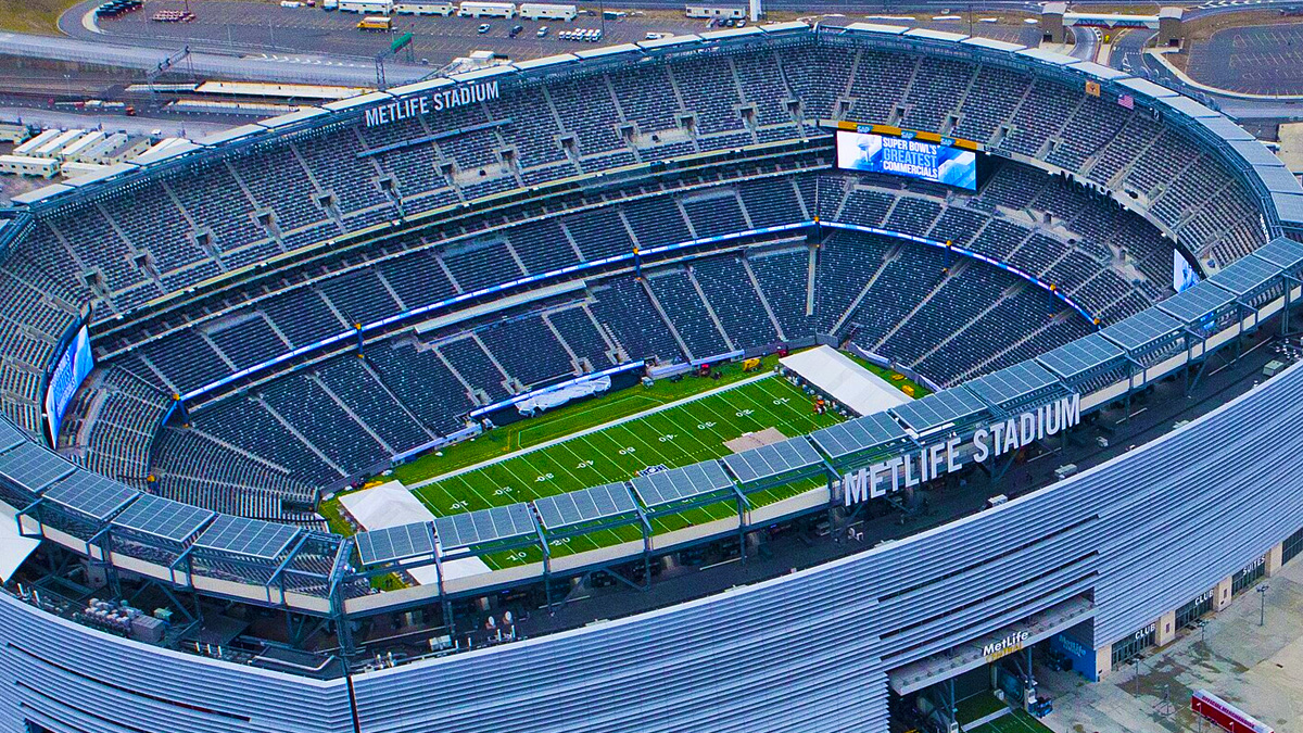Vista aérea do MetLife Stadium, palco da Copa do Mundo de 2026