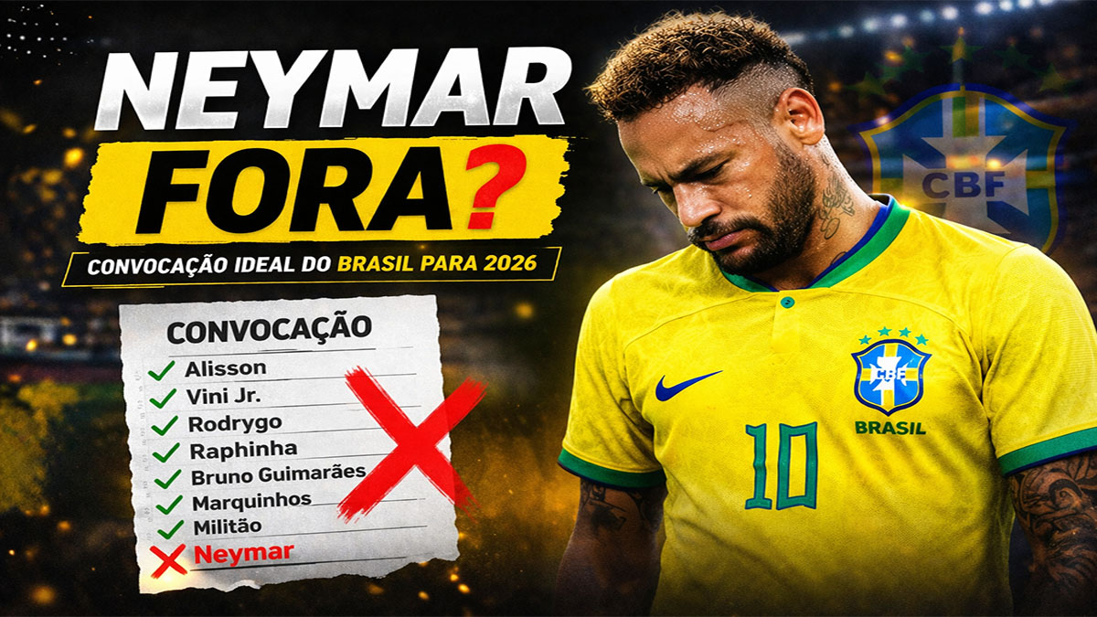 Neymar com expressão de preocupação representando debate sobre sua possível ausência na convocação da seleção brasileira para a Copa do Mundo 2026